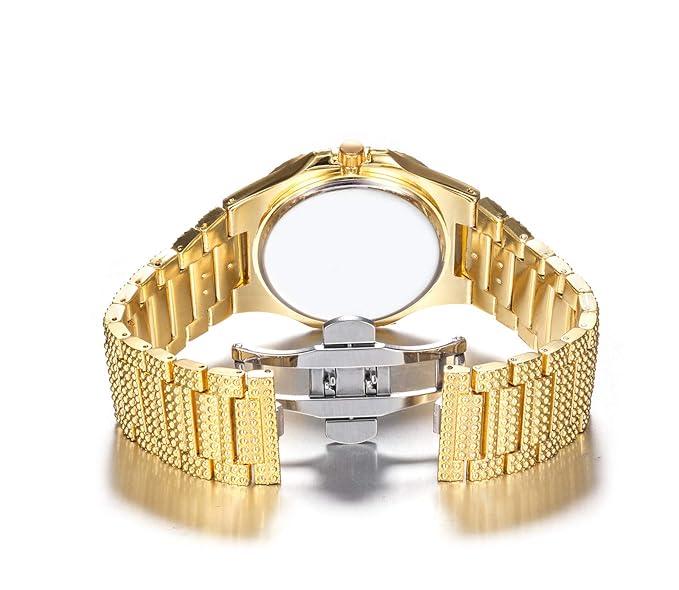 Golden Stone Studded Watch For Men