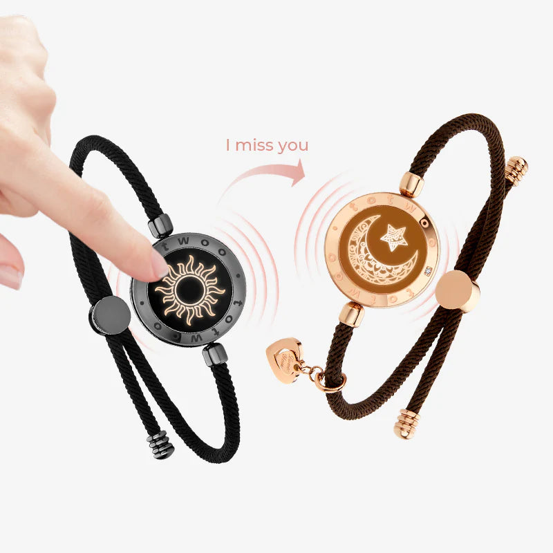 Sun & Moon Touch Bracelets with Milan Rope (Black+Brown)