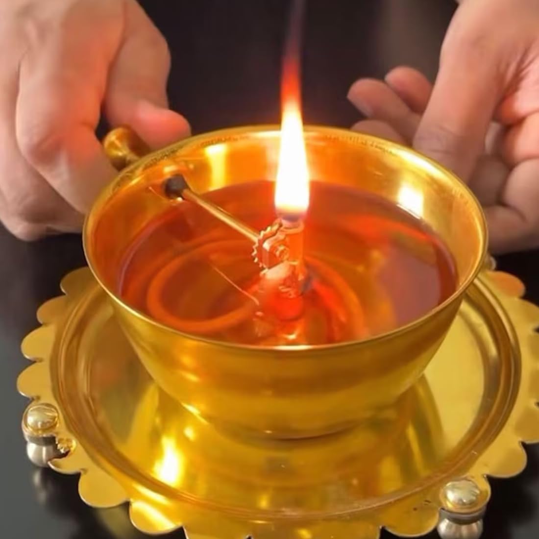 Shree Akhand Jyot Diya & Cover - Brass (पीतल) - Premium Quality ✅