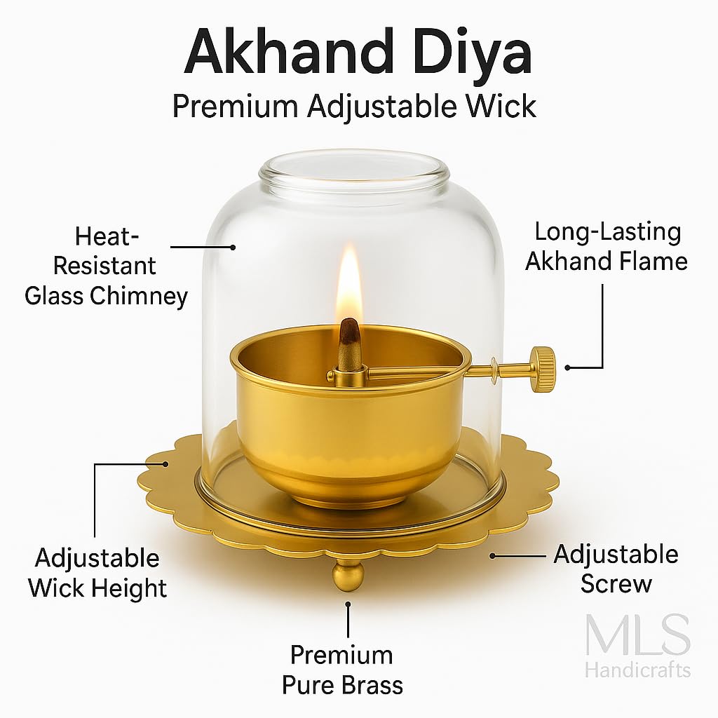 Shree Akhand Jyot Diya & Cover - Brass (पीतल) - Premium Quality ✅