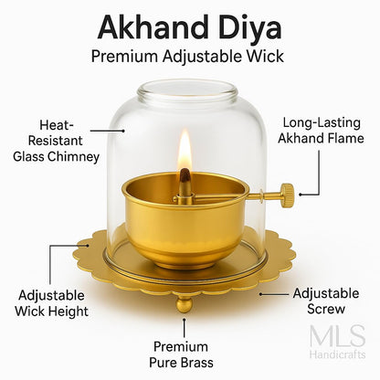 Shree Akhand Jyot Diya & Cover - Brass (पीतल) - Premium Quality ✅