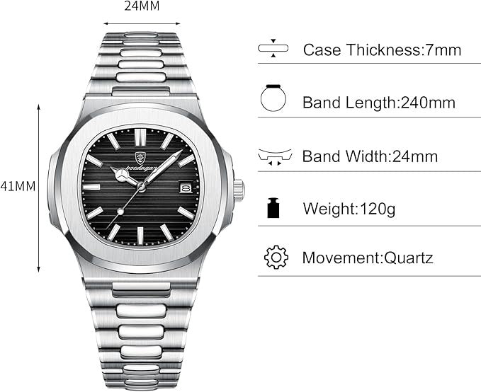 POEDAGAR LUXURY WATCH BLACK DAIL