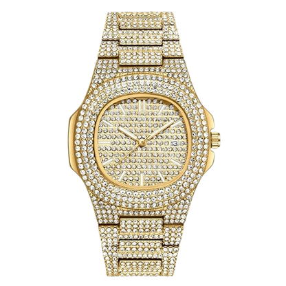 Golden Stone Studded Watch For Men