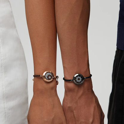 Sun & Moon Touch Bracelets with Milan Rope (Black+Brown)